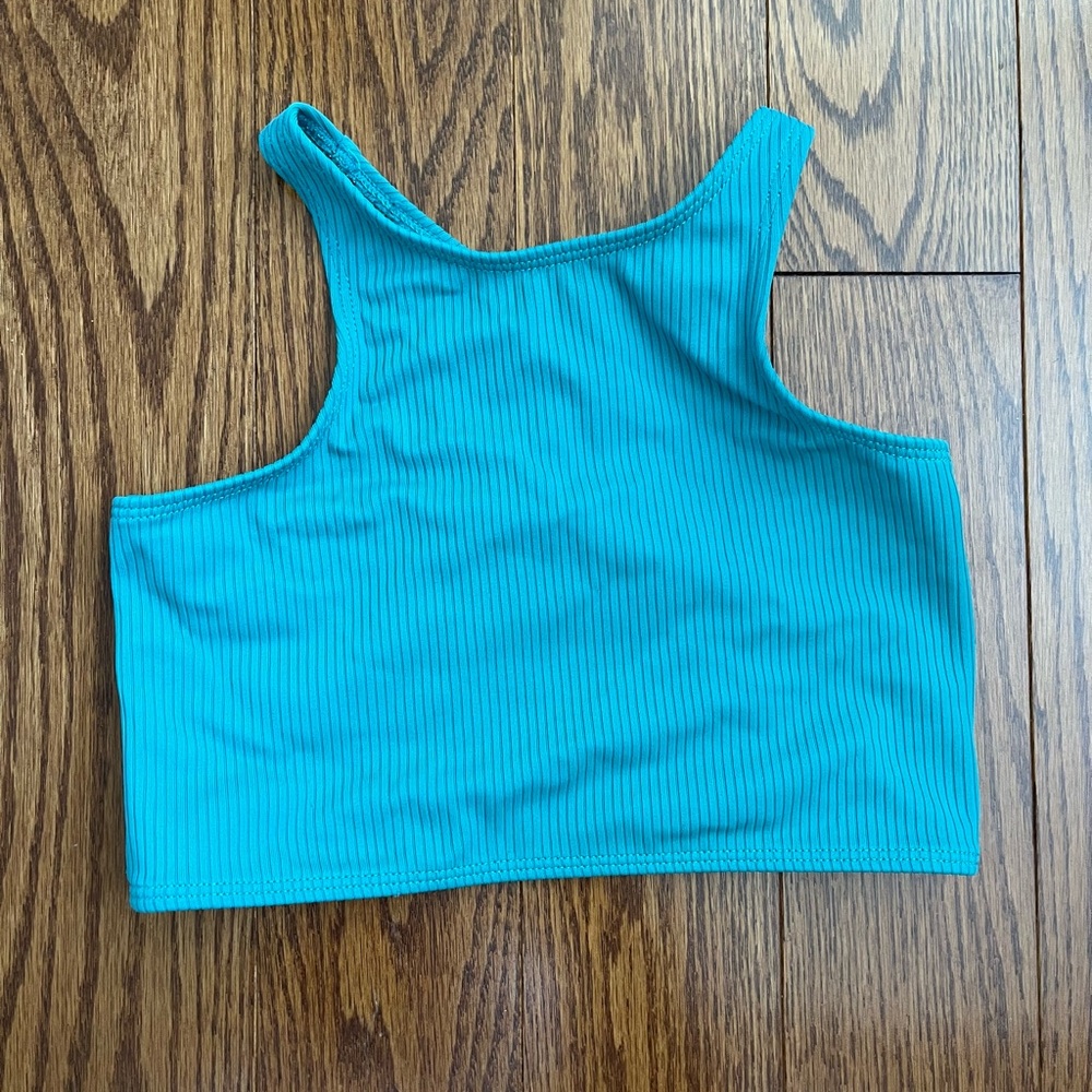 Kortni Jeane Teal Ribbed Mini Racer Back Top